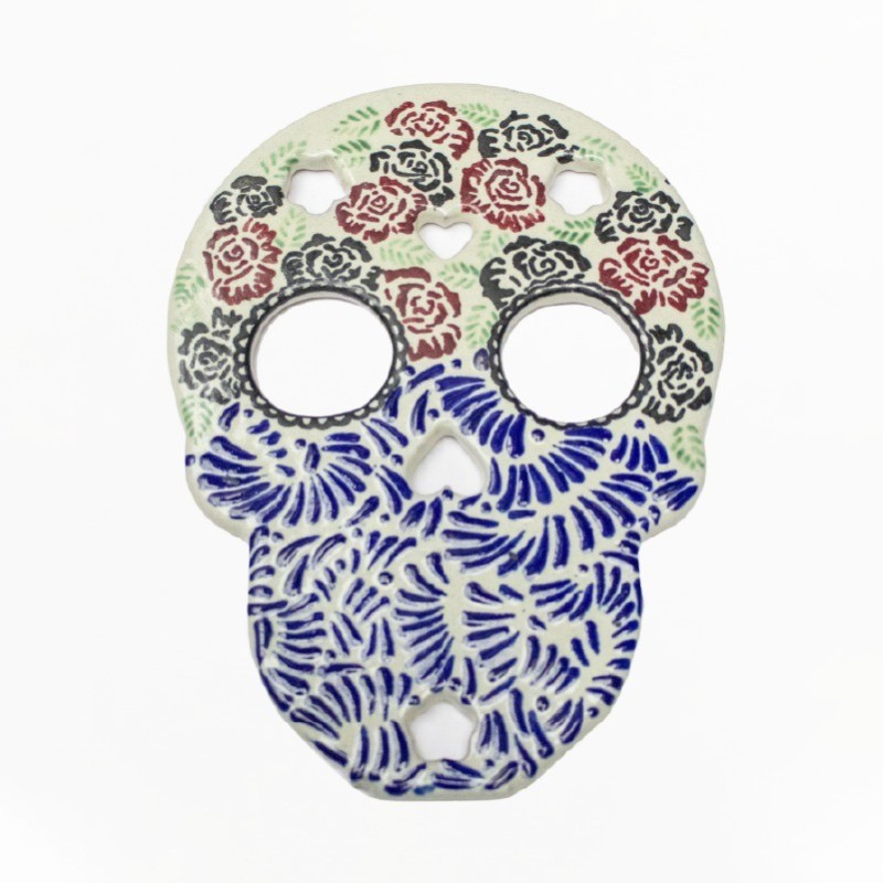 Placa de calavera para colgar en pared.